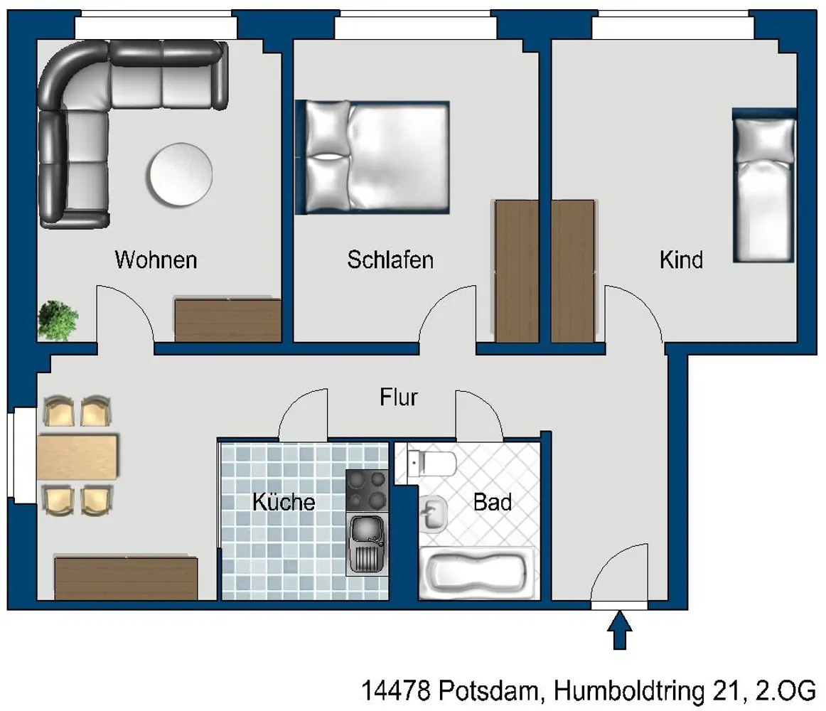 3 Zimmer Wohnung mit 73 m² in Potsdam – Bild 2
