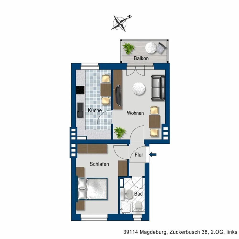 2 room apartment with 47 m² in Magdeburg – Photo 2