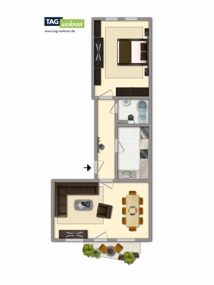 2 room apartment with 57 m² in Gotha – Photo 4
