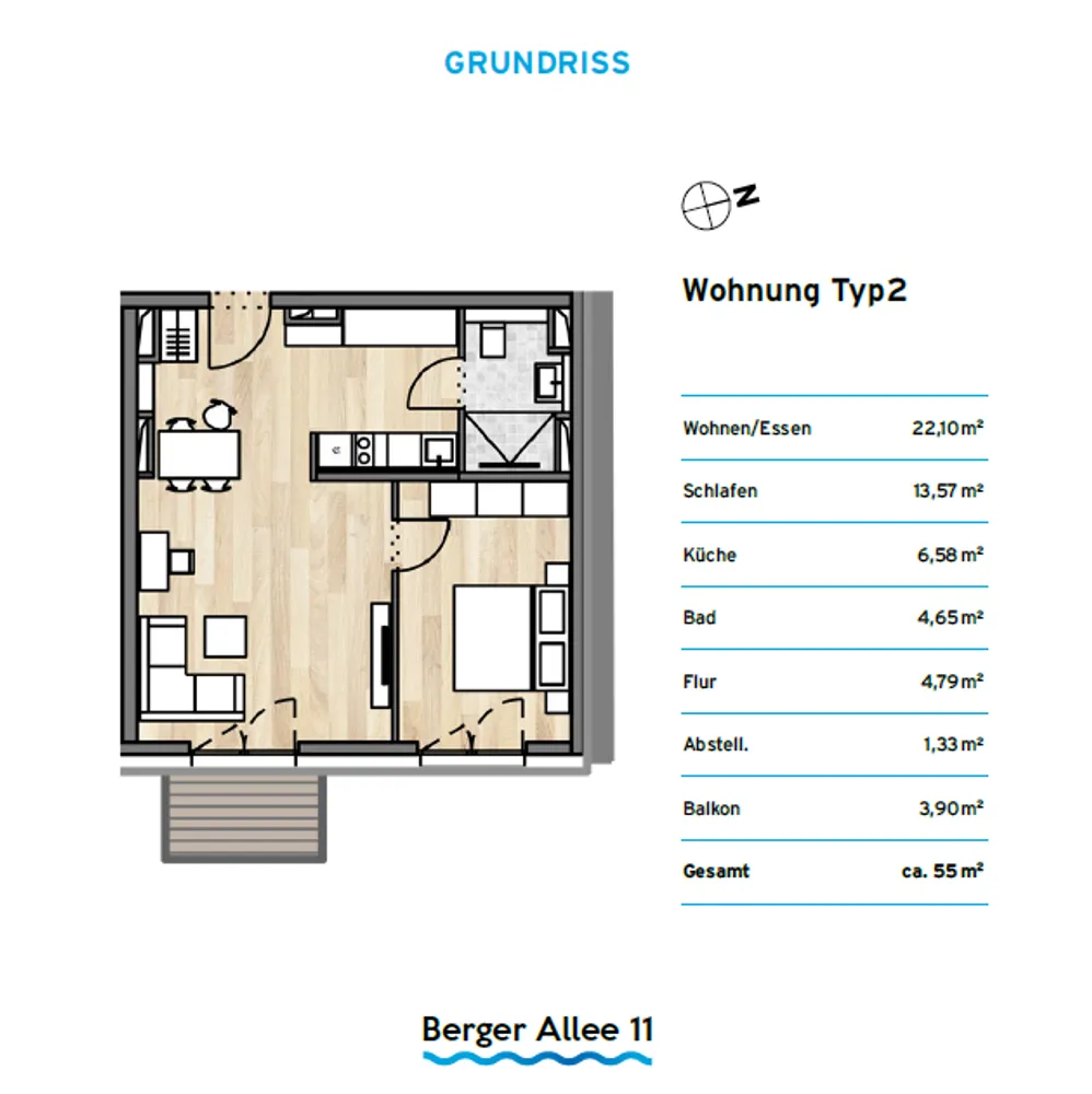 2 Zimmer Wohnung mit 55 m² in Düsseldorf – Bild 4
