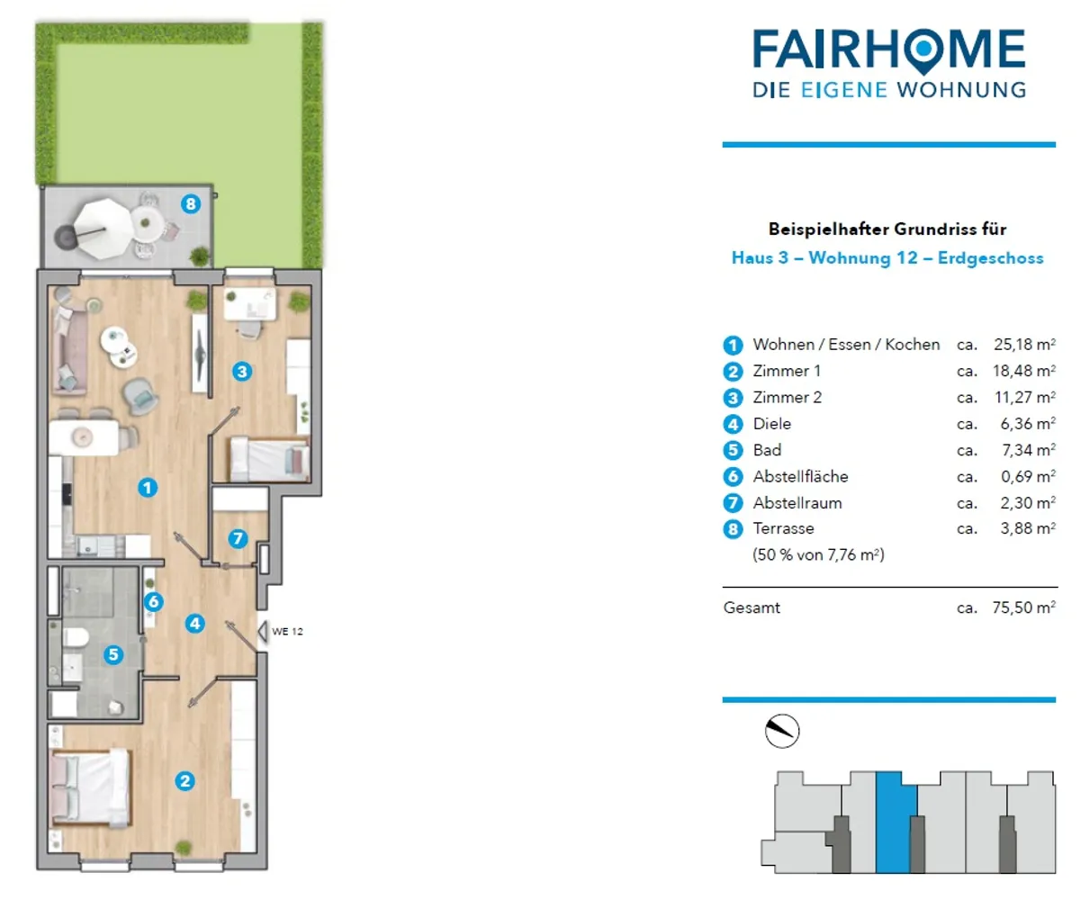 3 room apartment with 76 m² in Bergheim – Photo 3