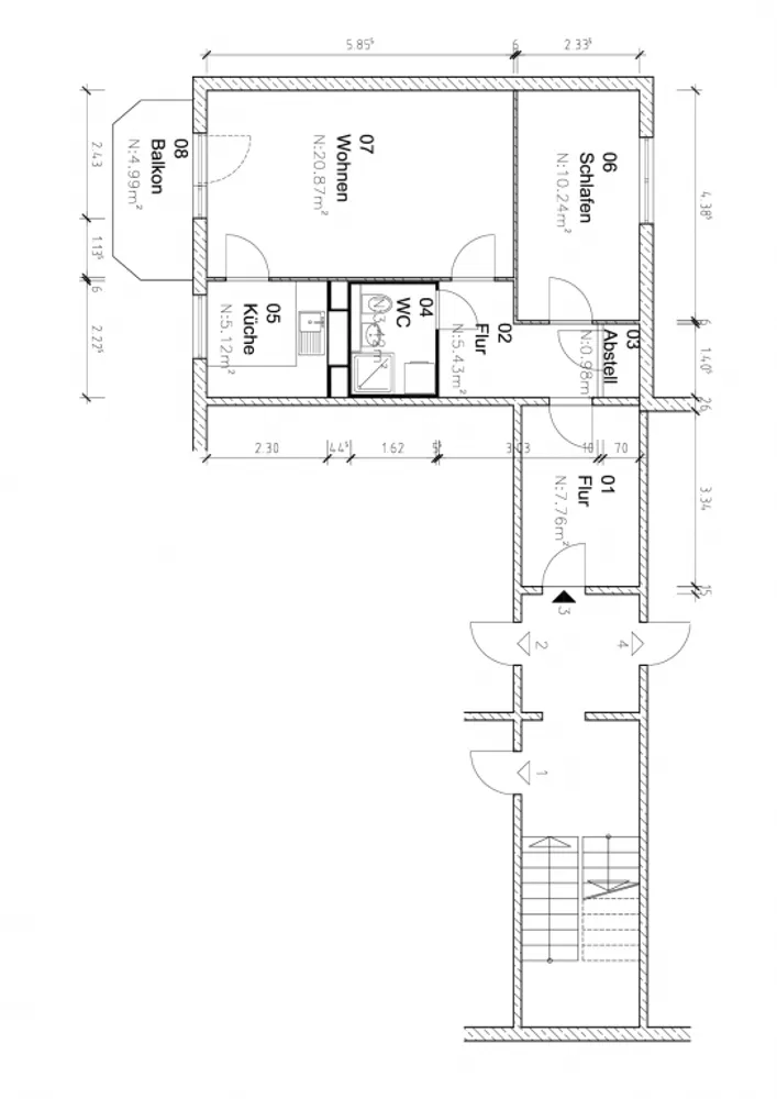 2 Zimmer Wohnung mit 49 m² in Magdeburg – Bild 2
