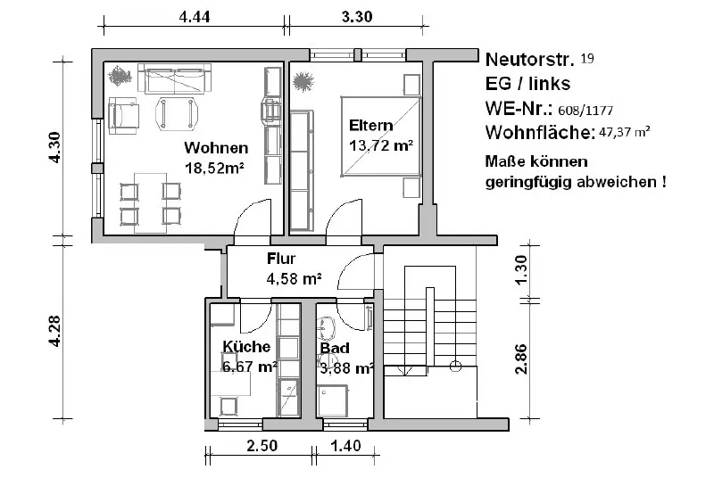 2 Zimmer Wohnung mit 48 m² in Minden – Bild 8