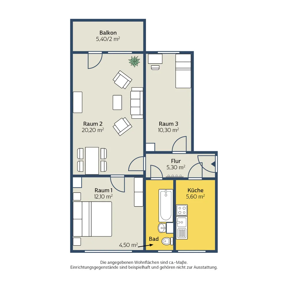 3 room apartment with 60 m² in Leipzig – Photo 2