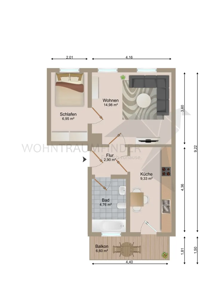 2 Zimmer Wohnung mit 41 m² in Zwickau – Bild 9