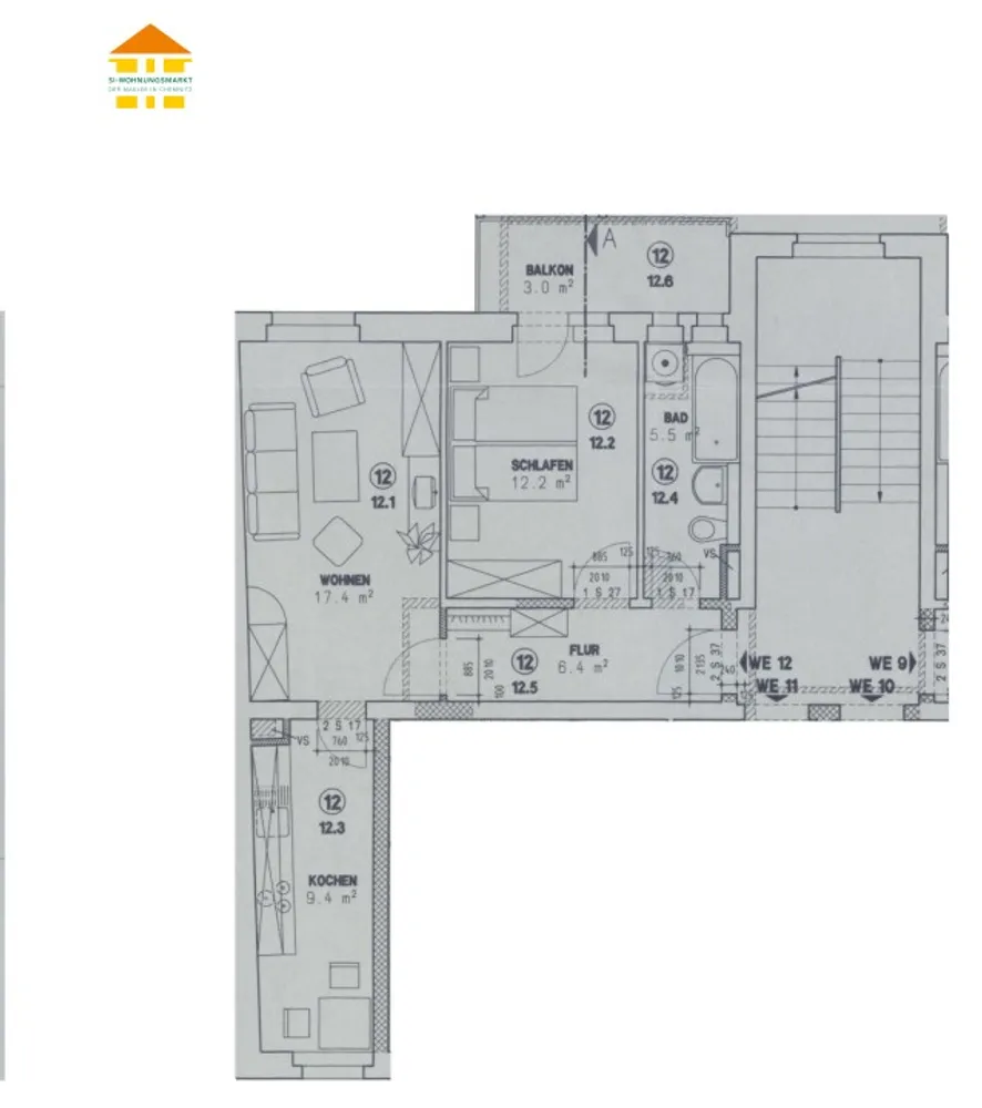 2 Zimmer Wohnung mit 54 m² in Chemnitz – Bild 2