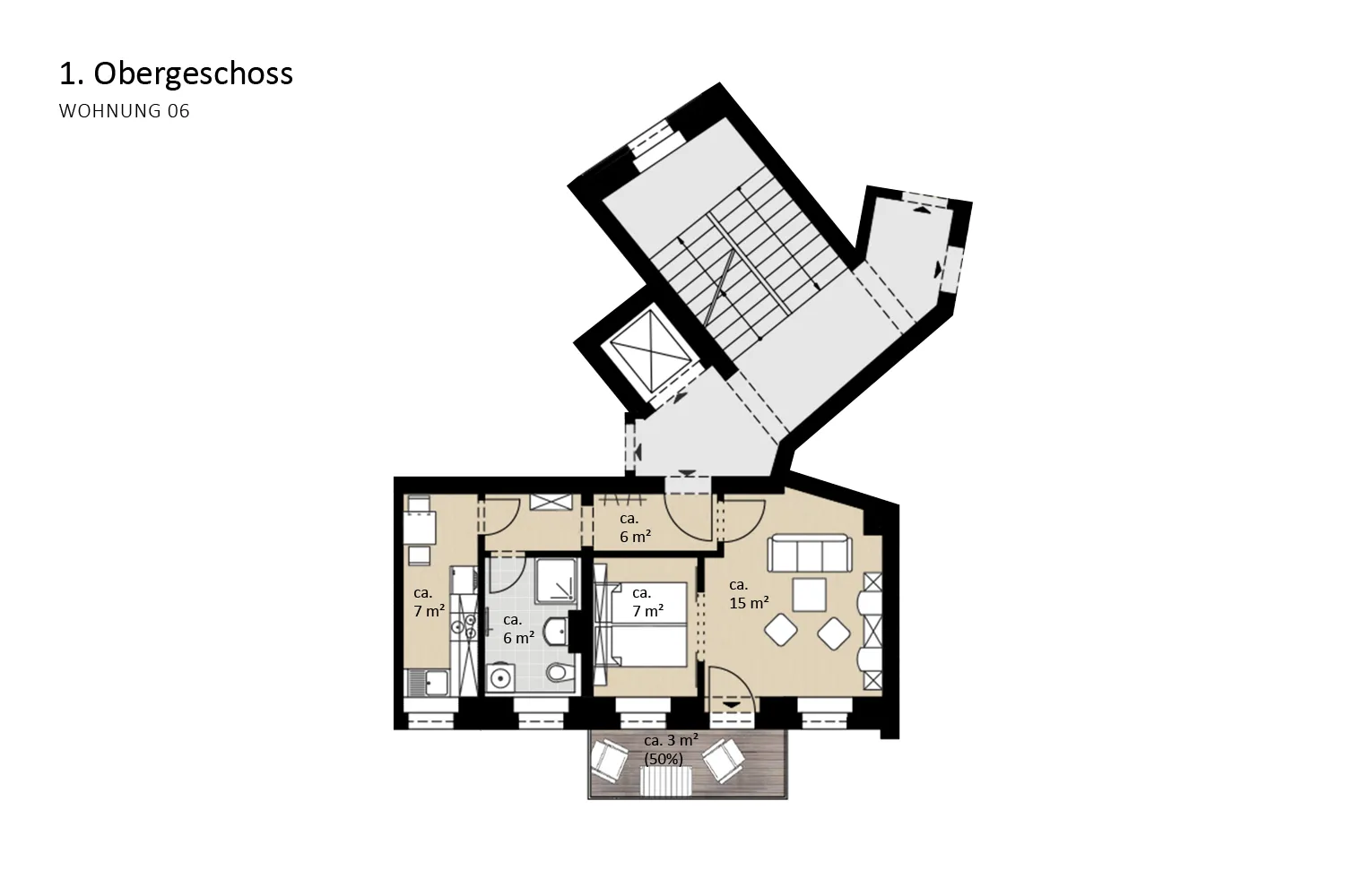 2 Zimmer Wohnung mit 45 m² in Chemnitz – Bild 1