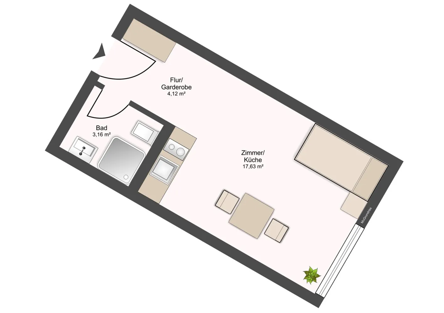 1 Zimmer Wohnung mit 25 m² in Dresden – Bild 2