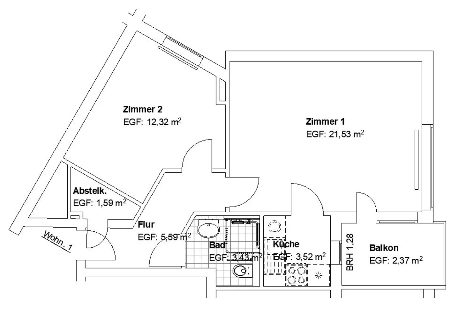 2 Zimmer Wohnung mit 51 m² in Kassel – Bild 2