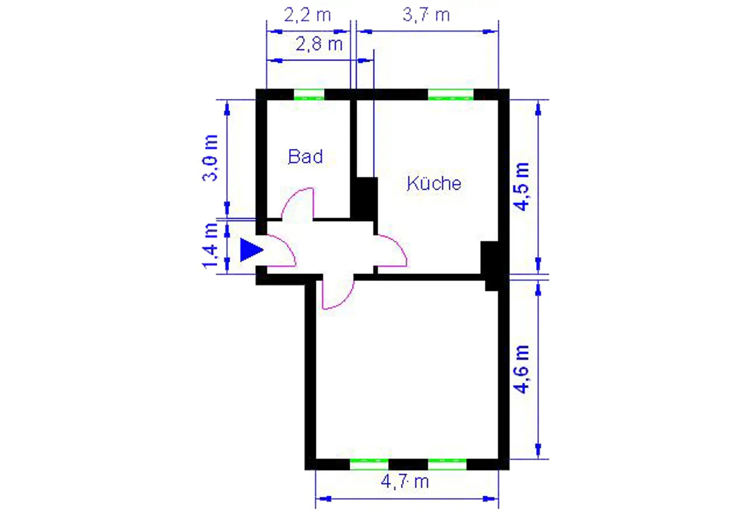 1 room apartment with 46 m² in Magdeburg – Photo 2