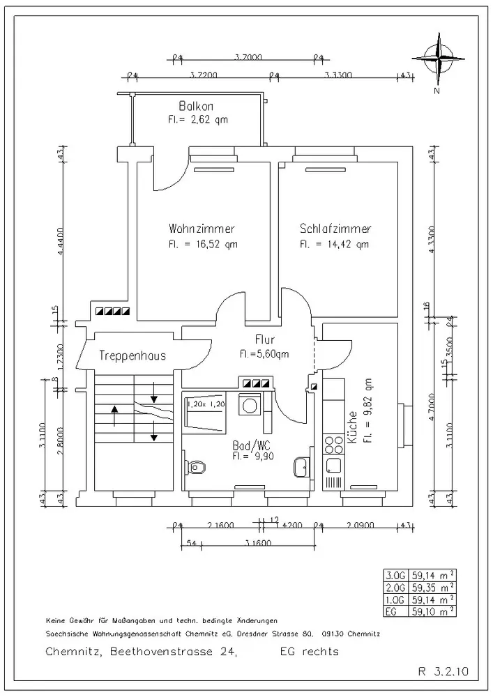 2 Zimmer Wohnung mit 59 m² in Chemnitz – Bild 2