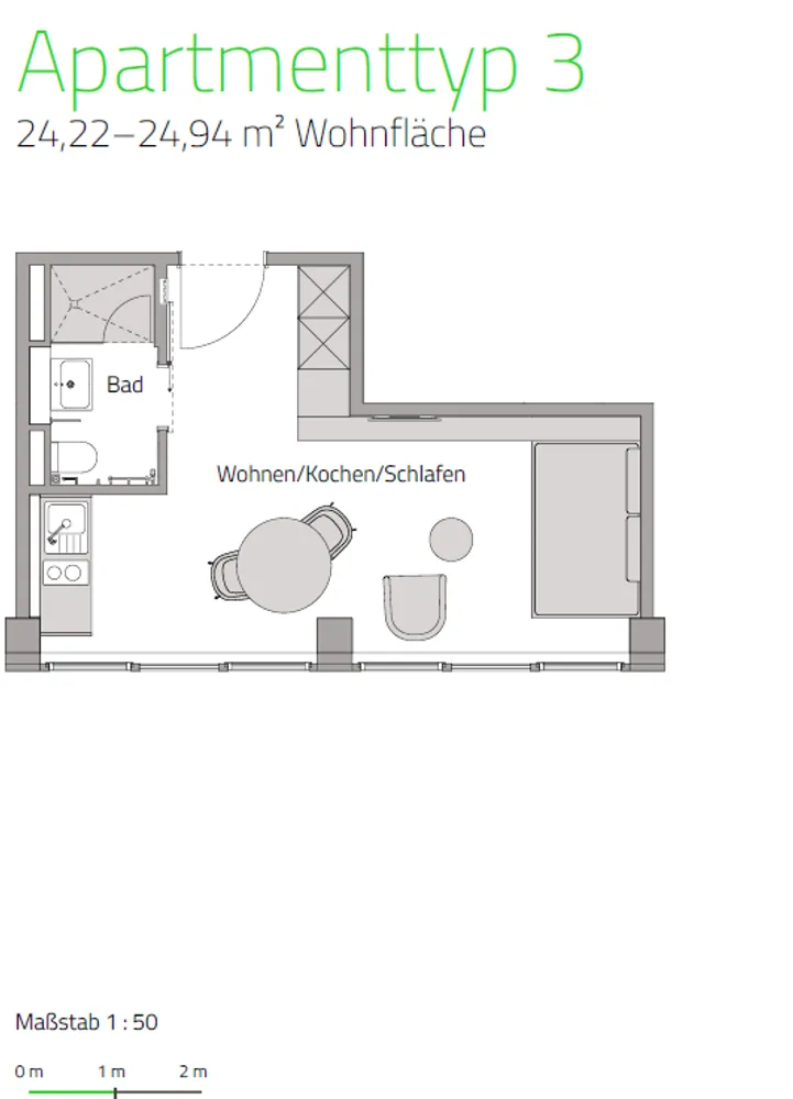 1 Zimmer Wohnung mit 25 m² in Frankfurt am Main – Bild 5