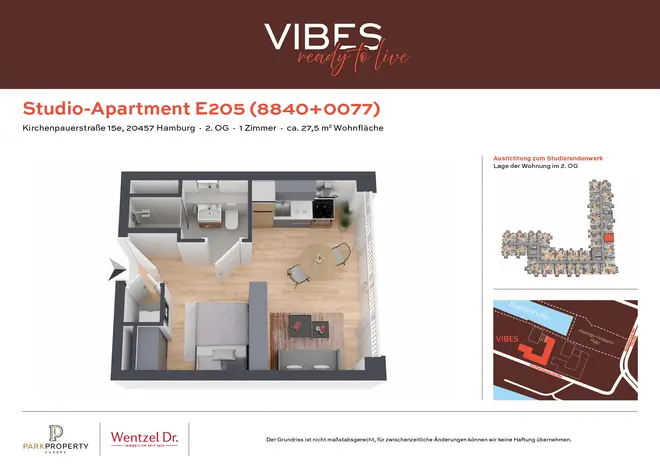 1 Zimmer Wohnung mit 27 m² in Hamburg – Bild 1