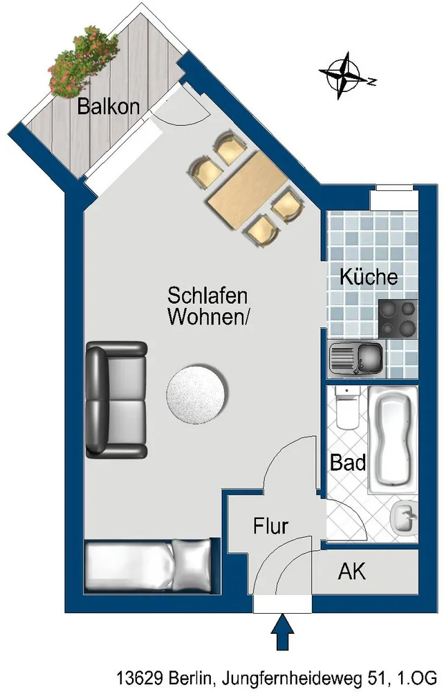 1 Zimmer Wohnung mit 32 m² in Berlin – Bild 2