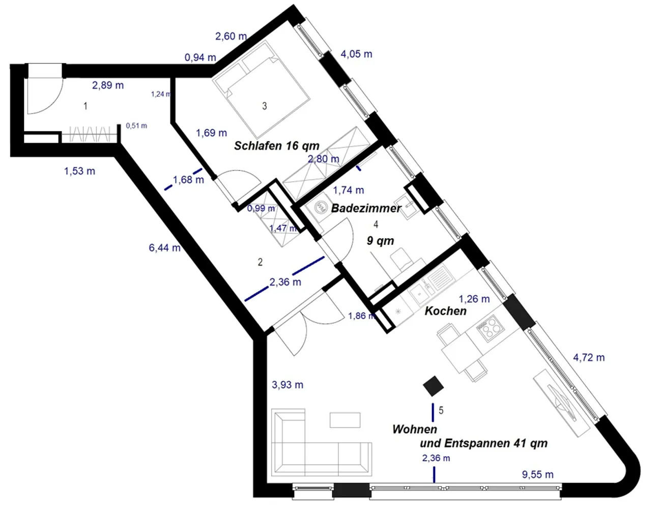 2 room apartment with 78 m² in Leipzig – Photo 3