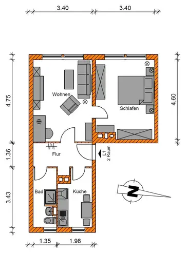 2 room apartment with 46 m² in Magdeburg – Photo 8