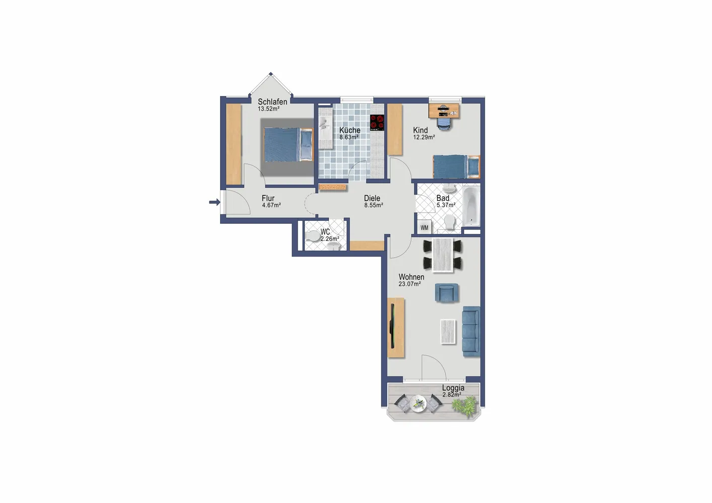 3 Zimmer Wohnung mit 81 m² in München – Bild 5