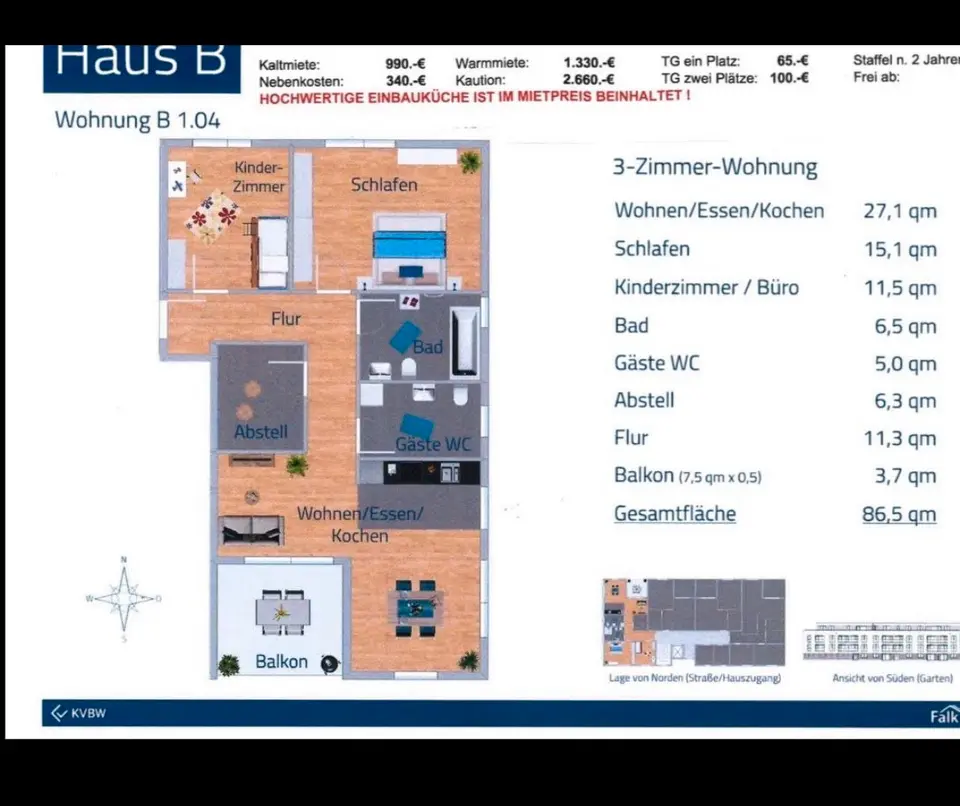 3 Zimmer Wohnung mit 87 m² in Kehl – Bild 2