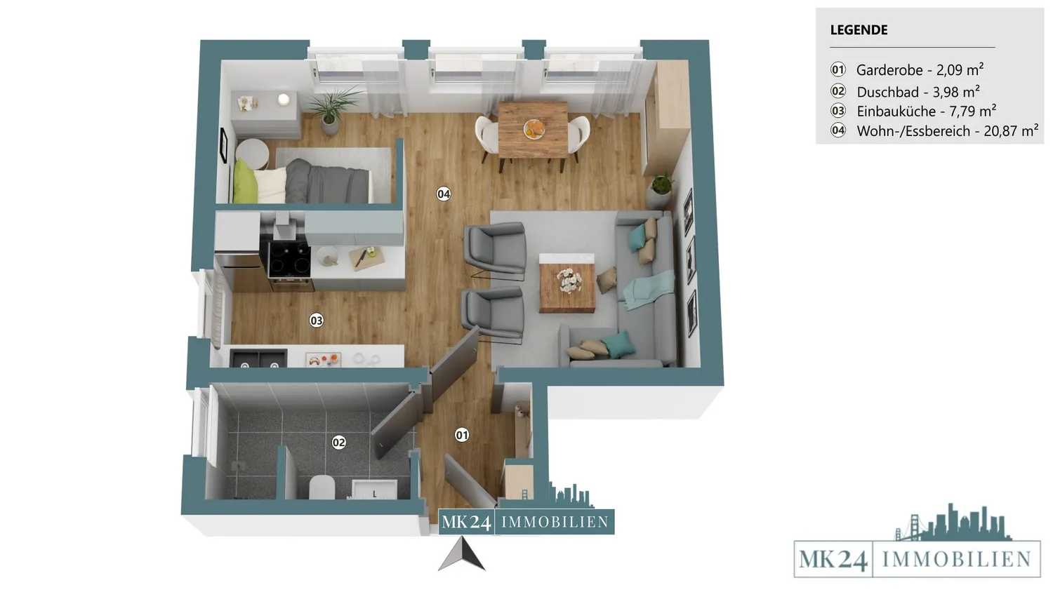 1 Zimmer Wohnung mit 35 m² in Gießen – Bild 4