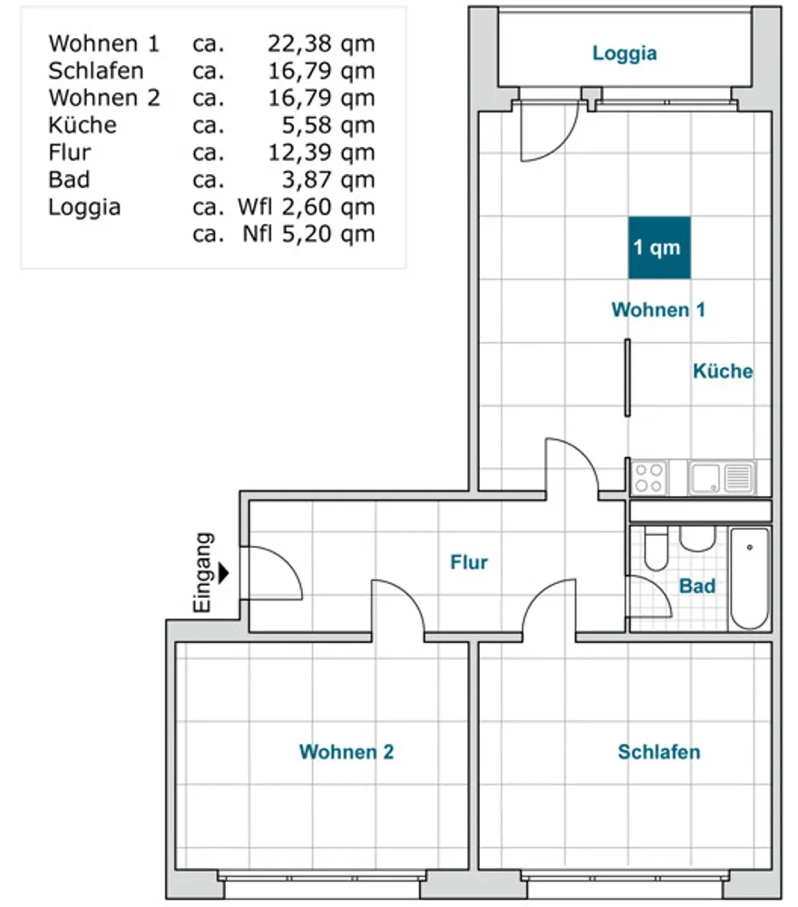 3 Zimmer Wohnung mit 80 m² in Dresden – Bild 2