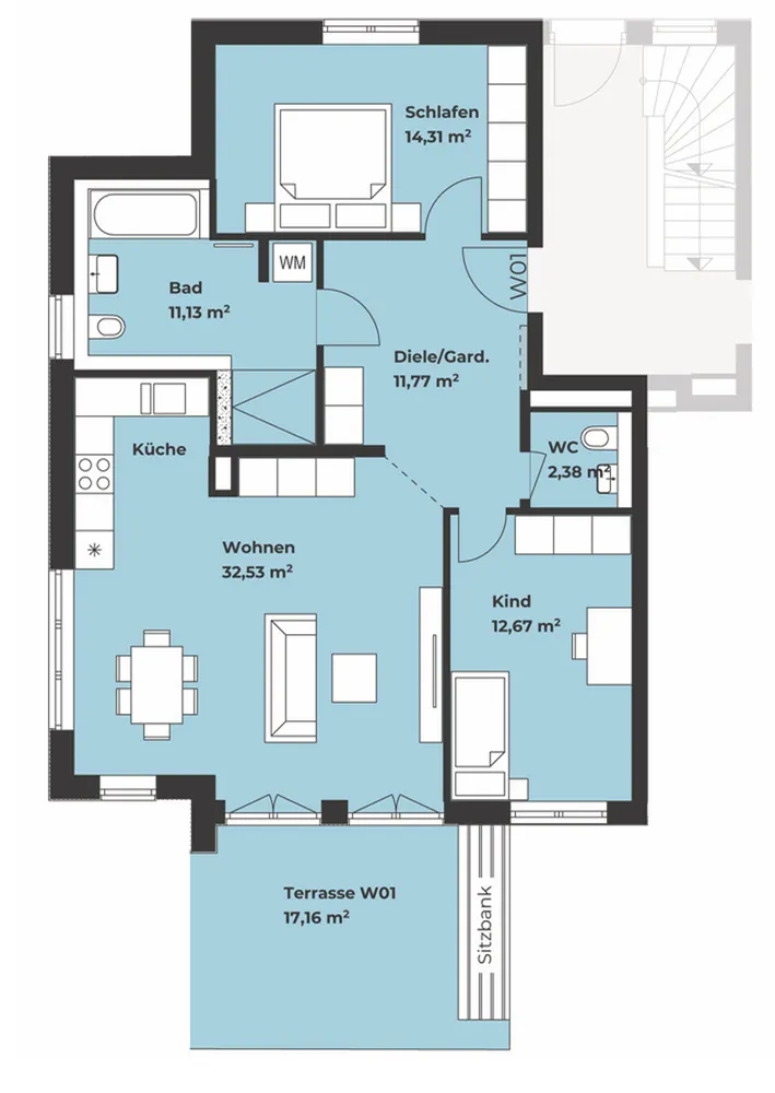 3 Zimmer Wohnung mit 93 m² in München – Bild 2