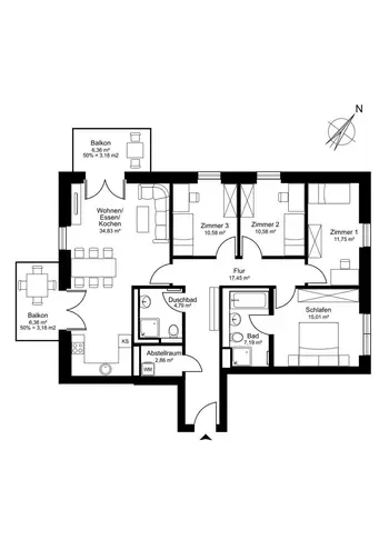 5 Zimmer Wohnung mit 121 m² in Hamburg – Bild 6