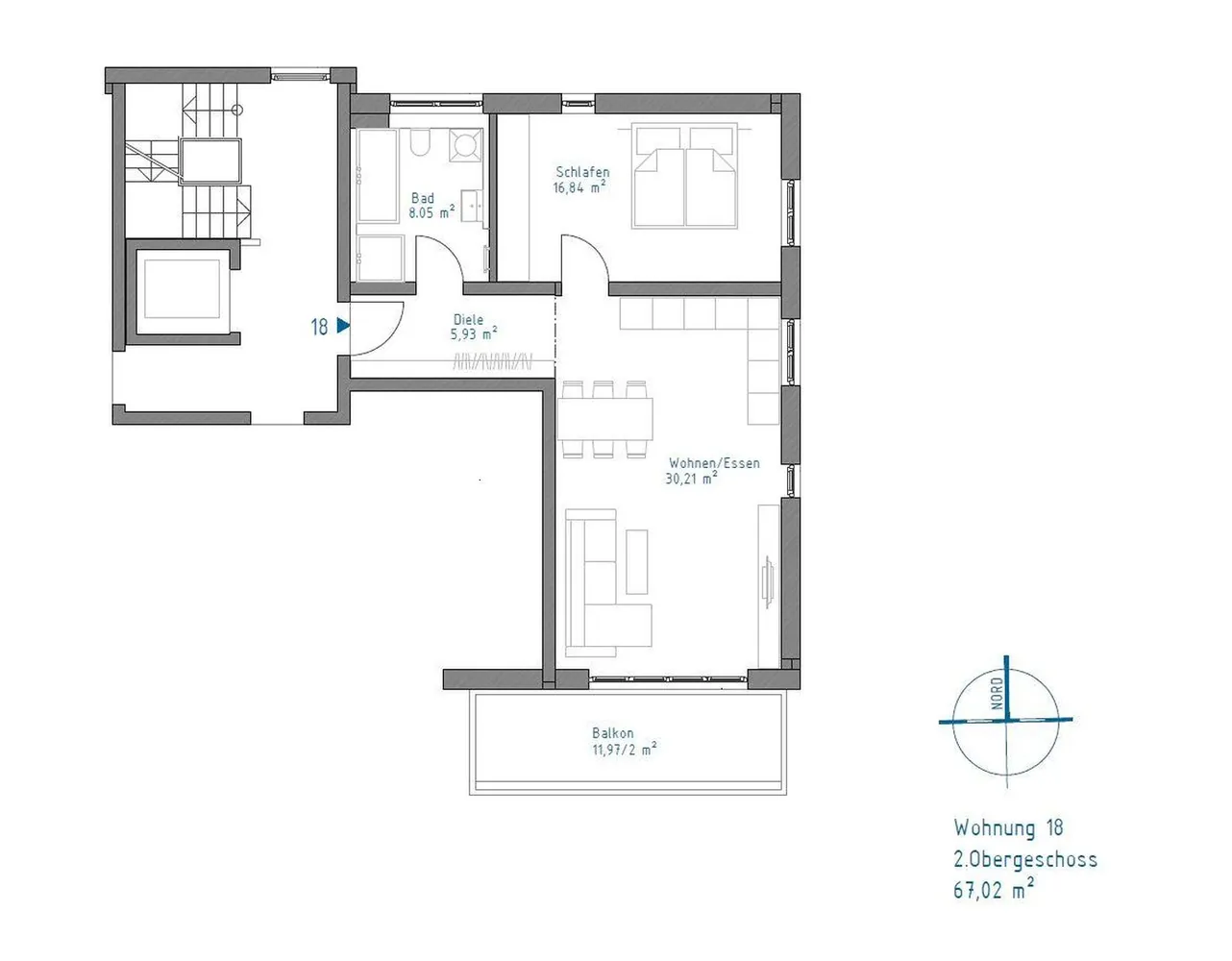 2 Zimmer Wohnung mit 67 m² in Augsburg – Bild 2