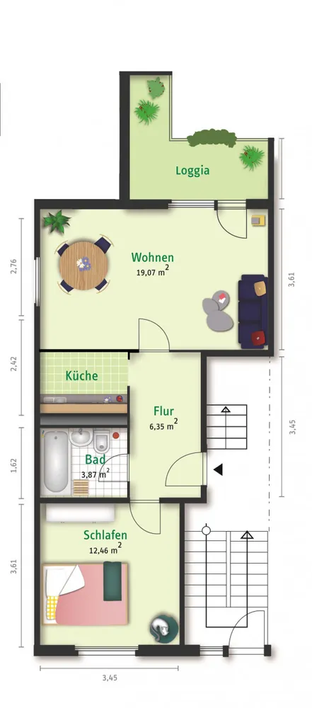 2 Zimmer Wohnung mit 52 m² in Halle (Saale) – Bild 2