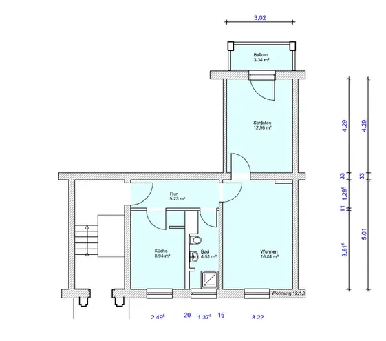2 Zimmer Wohnung mit 50 m² in Magdeburg – Bild 3