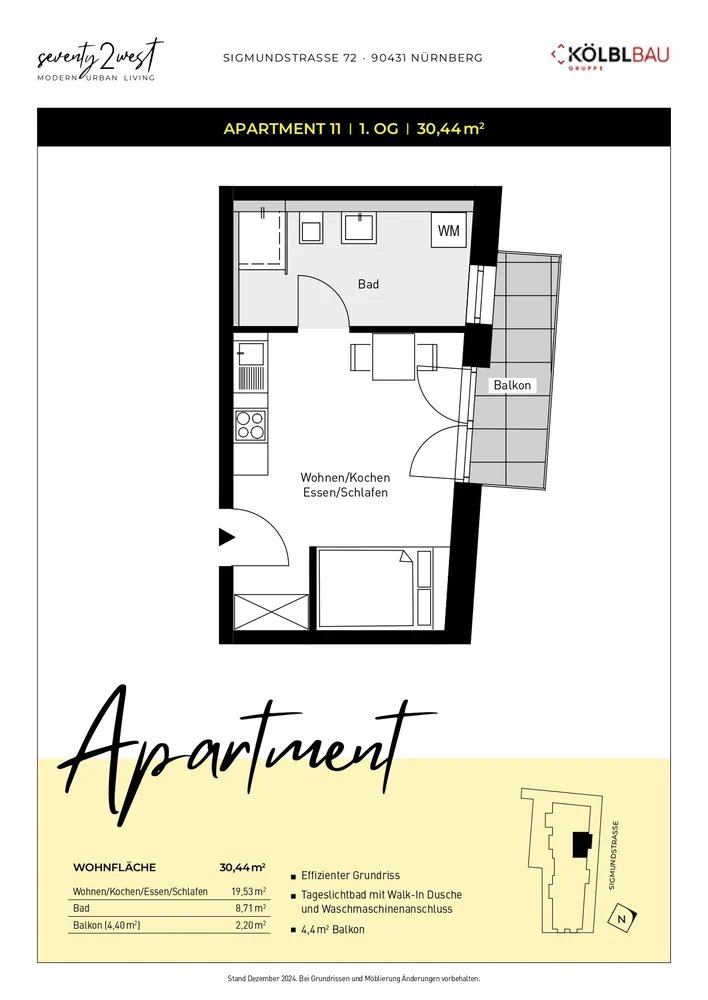 1 Zimmer Wohnung mit 30 m² in Nürnberg – Bild 3