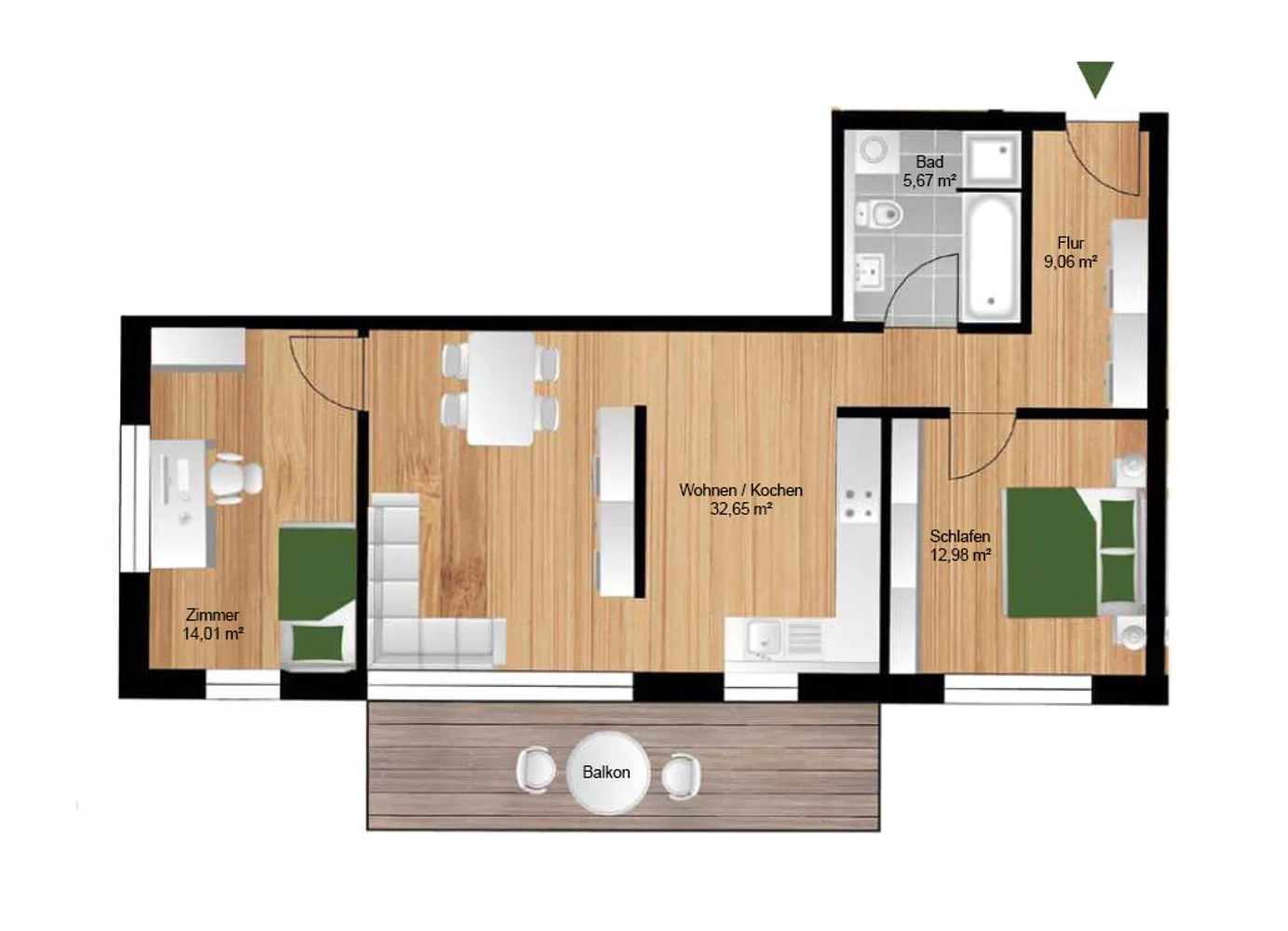 3 Zimmer Wohnung mit 82 m² in Freital – Bild 4