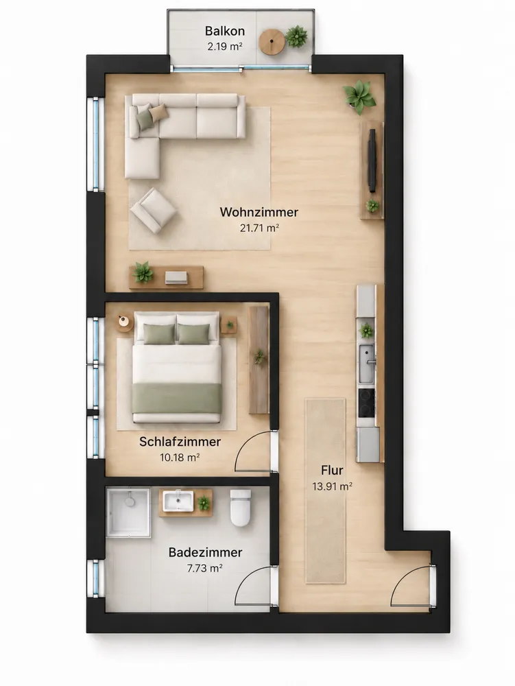 2 room apartment with 53 m² in Hamburg – Photo 1