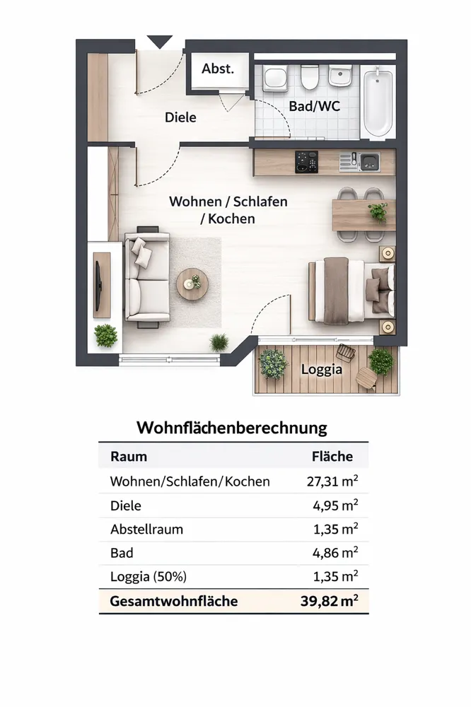 1 Zimmer Wohnung mit 40 m² in Mannheim – Bild 1