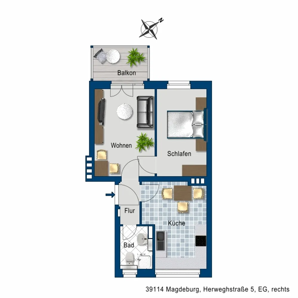 2 room apartment with 46 m² in Magdeburg – Photo 2