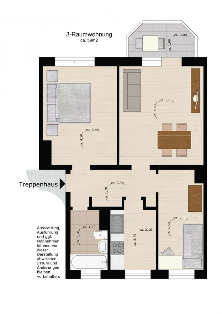 3 Zimmer Wohnung mit 58 m² in Dessau-Roßlau – Bild 4