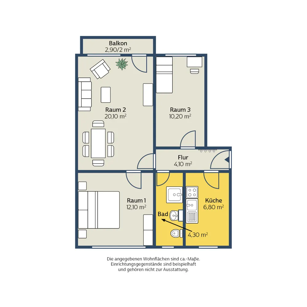 3 Zimmer Wohnung mit 59 m² in Leipzig – Bild 2