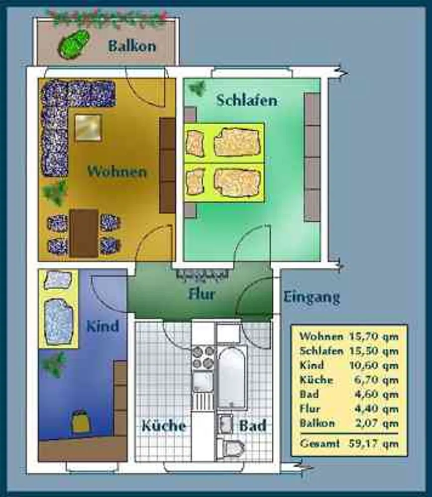 3 Zimmer Wohnung mit 59 m² in Dresden – Bild 2