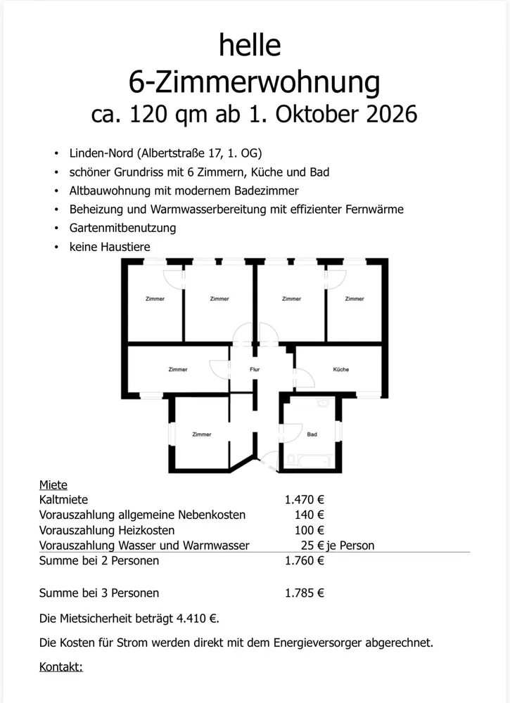 6 Zimmer Wohnung mit 120 m² in Hannover – Bild 7