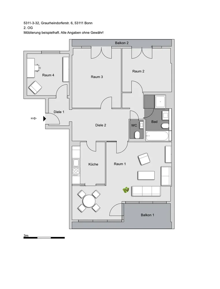 4 Zimmer Wohnung mit 98 m² in Bonn – Bild 1