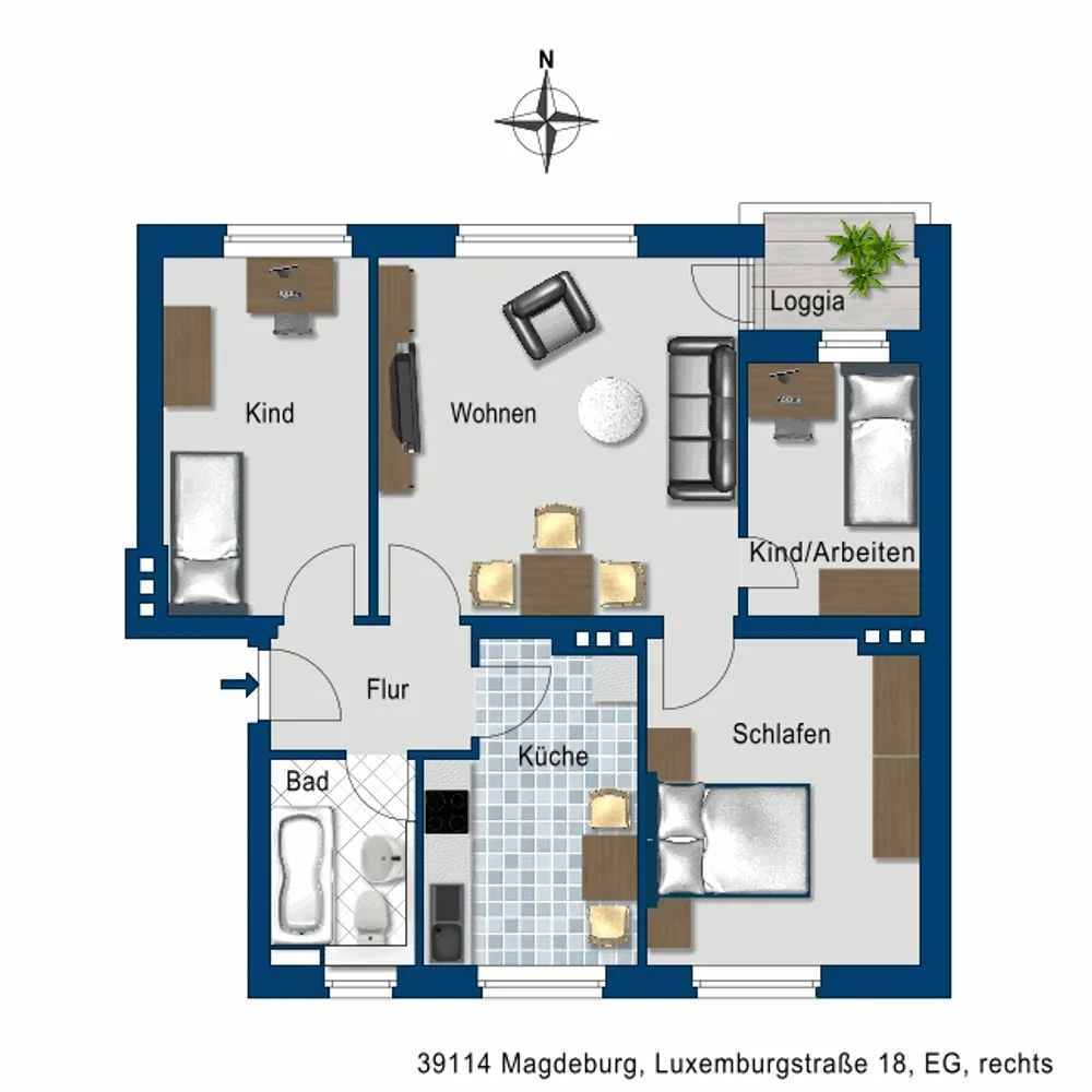 4 Zimmer Wohnung mit 71 m² in Magdeburg – Bild 2