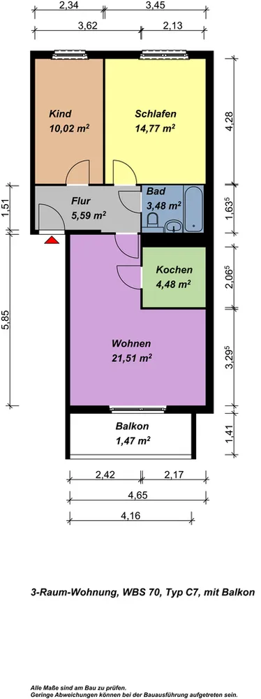 3 room apartment with 62 m² in Neubrandenburg – Photo 3