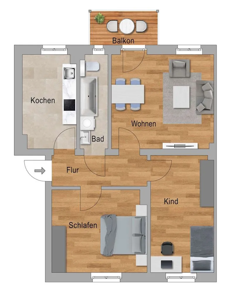 3 Zimmer Wohnung mit 64 m² in Delitzsch – Bild 2