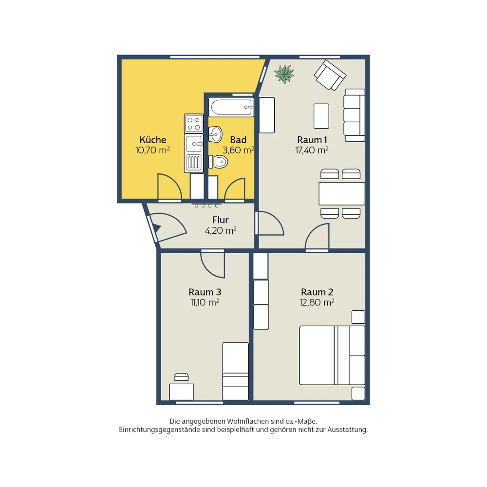 3 Zimmer Wohnung mit 61 m² in Leipzig – Bild 1