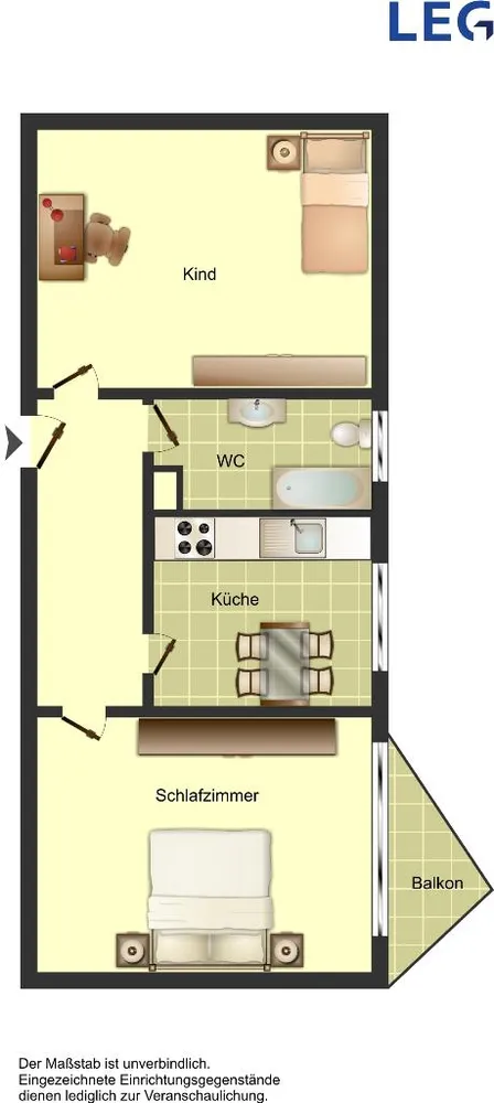 3 Zimmer Wohnung mit 45 m² in Hamm – Bild 1