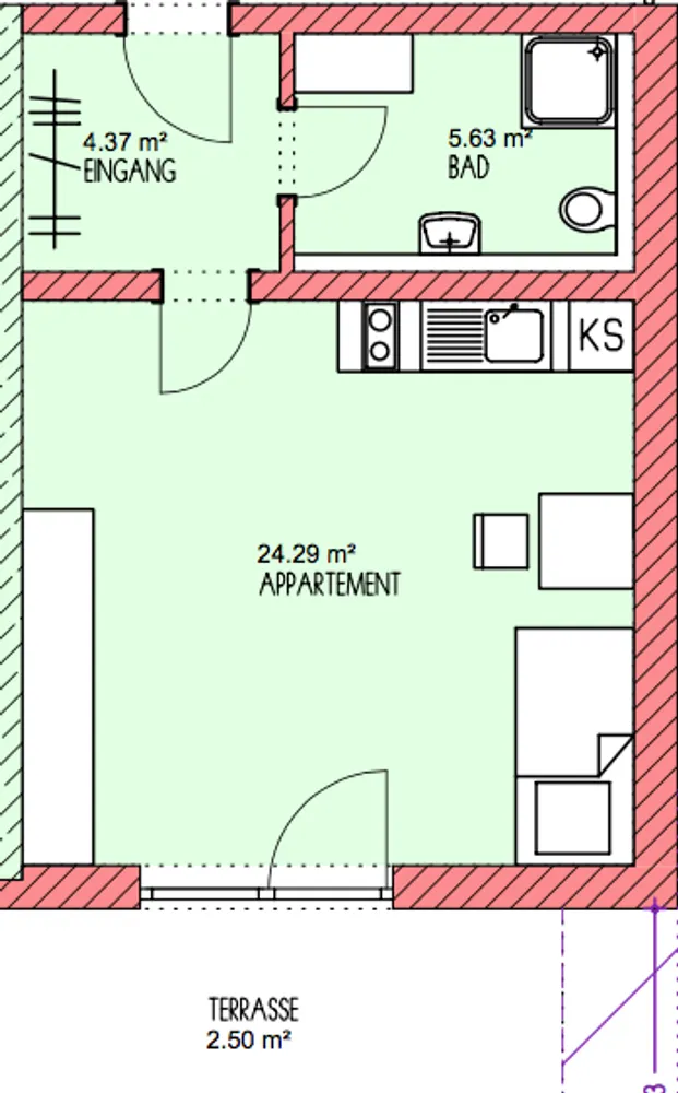 1 Zimmer Wohnung mit 37 m² in Passau – Bild 6