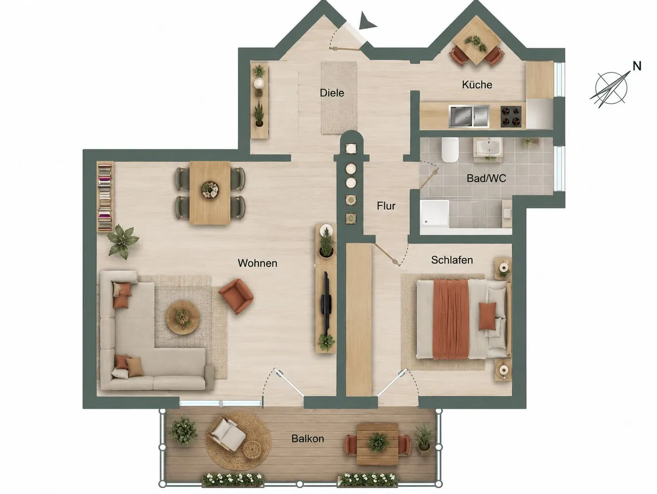 2 room apartment with 66 m² in Munich – Photo 2
