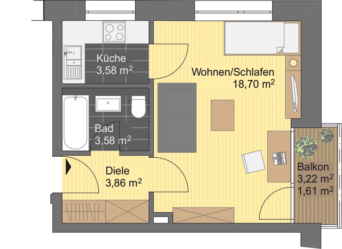 1 Zimmer Wohnung mit 31 m² in Hamburg – Bild 2
