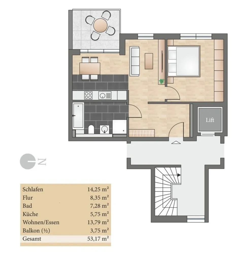 2 Zimmer Wohnung mit 53 m² in Stuttgart – Bild 2