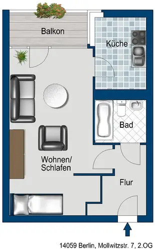 1 room apartment with 42 m² in Berlin – Photo 2