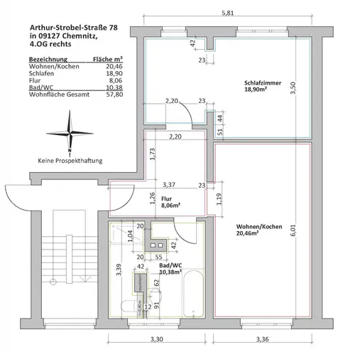 2 room apartment with 58 m² in Chemnitz – Photo 2